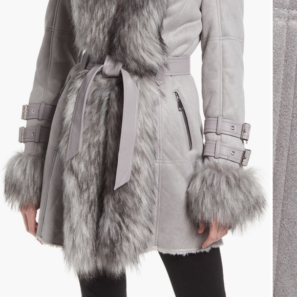 Azalea wang belted Trench Coat with Fur Trim - Picture 6 of 6